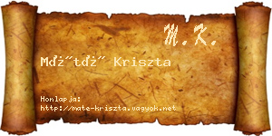 Máté Kriszta névjegykártya
